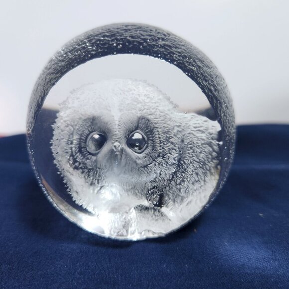 Mats Jonasson Lead Crystal Owl Paperweight Signature Collection Made in Sweden - Picture 6 of 12
